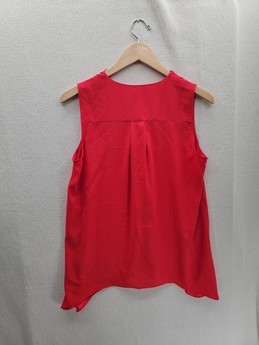NWT ANN TAYLOR Ruffle Sleeveless Coral Pink V-neck $68 Blouse Top Size-M - Picture 3 of 6