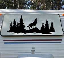 Wolf Howling Forest Scene V2 | Camping RV Truck 4x4 Graphics | Die Cut Sticker