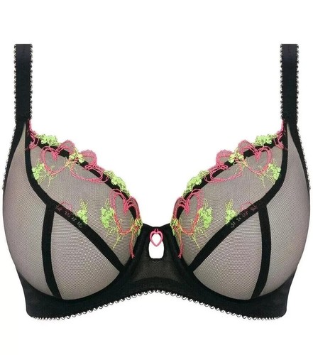 Freya Loveland Bra Sheer Mesh Size 30F Underwired Plunge Black Floral 401002 New - Picture 12 of 12
