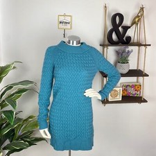 Moth Anthro Teal Wool Basketweave Sweater Dress