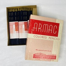 Vtg Armac Colored Pencils 27 ct Blue No 101 Original Box Made in USA New Jersey