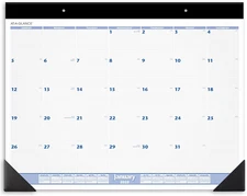 AT-A-GLANCE 2025 Desk Calendar, Monthly, Desk Pad, 24" X 19", Jumbo, Blue/Gray (