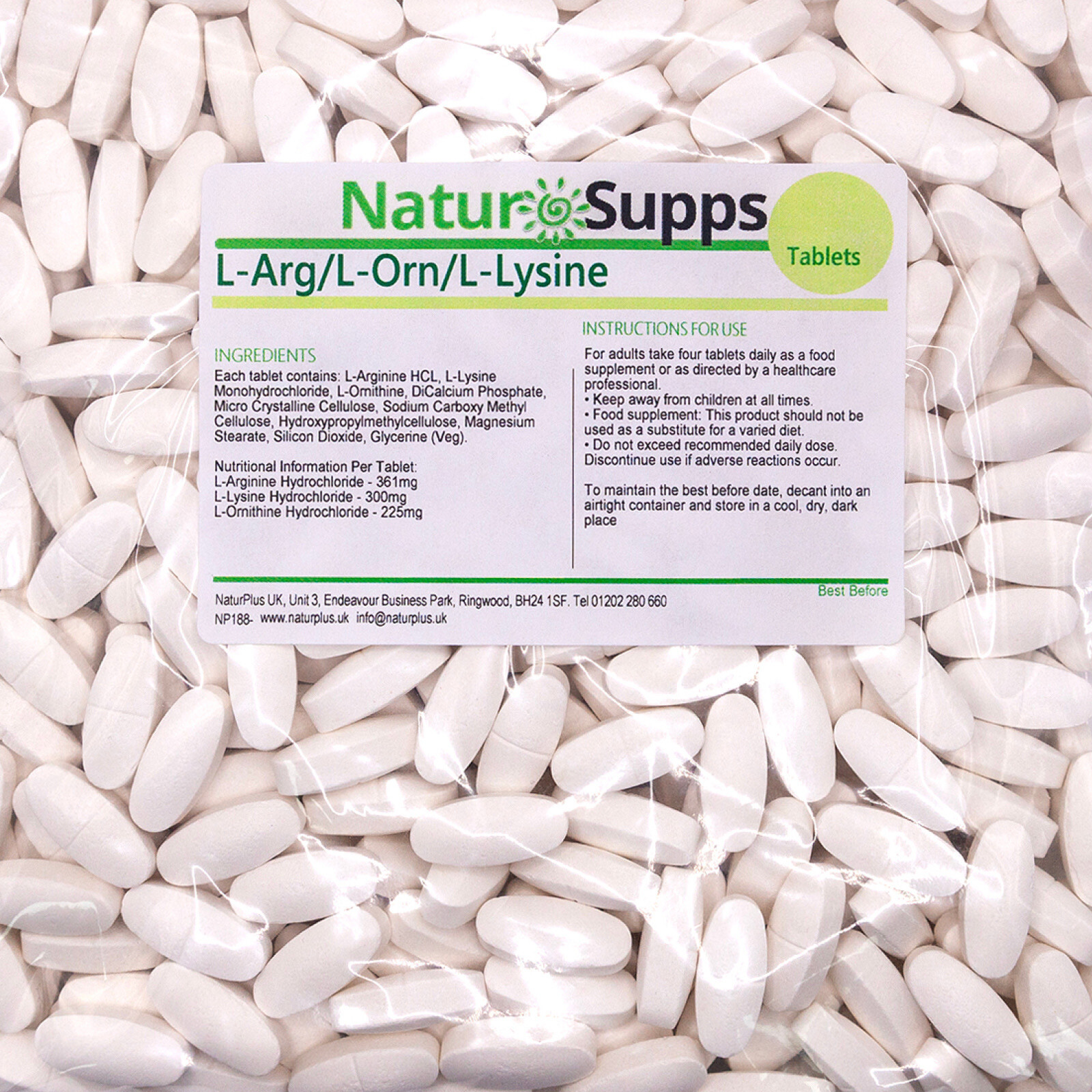 L-Arginine L-Ornithine L-Lysine 120 Tablets 1-4 per day – NaturSupps