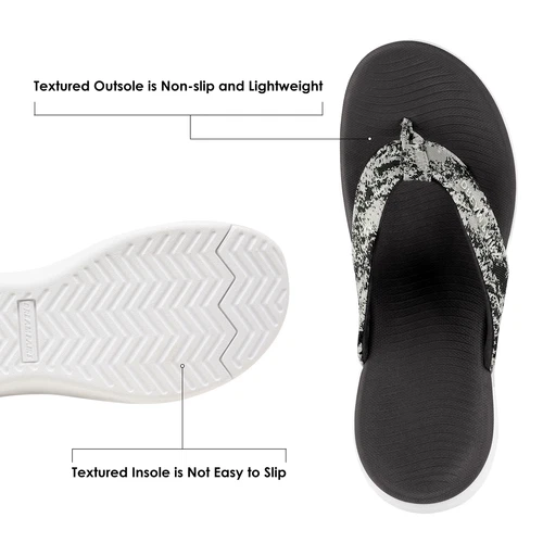 Women Arch Support Flip Flops Thong Sandals Outdoor Walking Beach Sandals - Picture 3 of 29