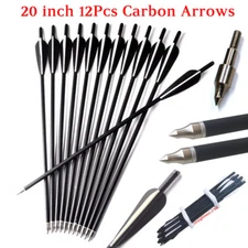 12Pcs 20 inch Crossbow Bolts Carbon Arrows Archery Hunting with Removable Tips