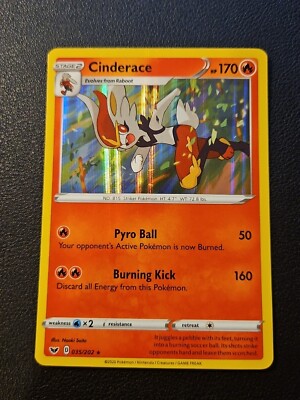 Pokemon Schwert & Schild Base Rare Holo Karte - Cinderace 035/202