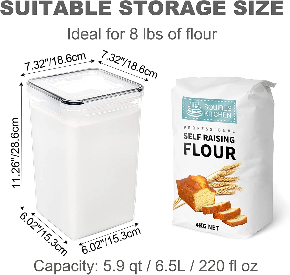 large flour storage containers