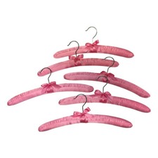 Set Of 6 Pieces 15 Inch Length Pink Smooth Satin Padded Bridal Cloth Hangers