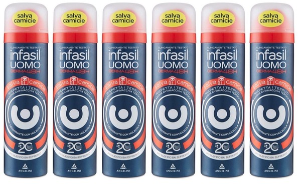 6X Infasil Deodorant Deo Spray Uomo Derma 48H Salva Camicie 2C-MoleküL 150Ml-image