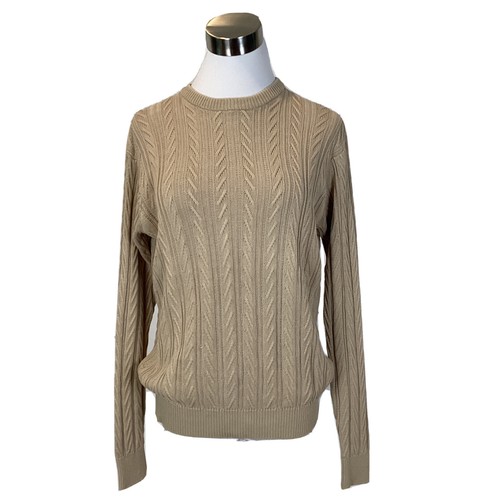 Barneys New York Tan Cable Knit Sweater 