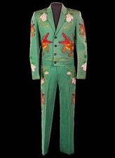 Men Greenish 2pc Alligator Embroidered With Rhinestones Western Suit Cowboy Set
