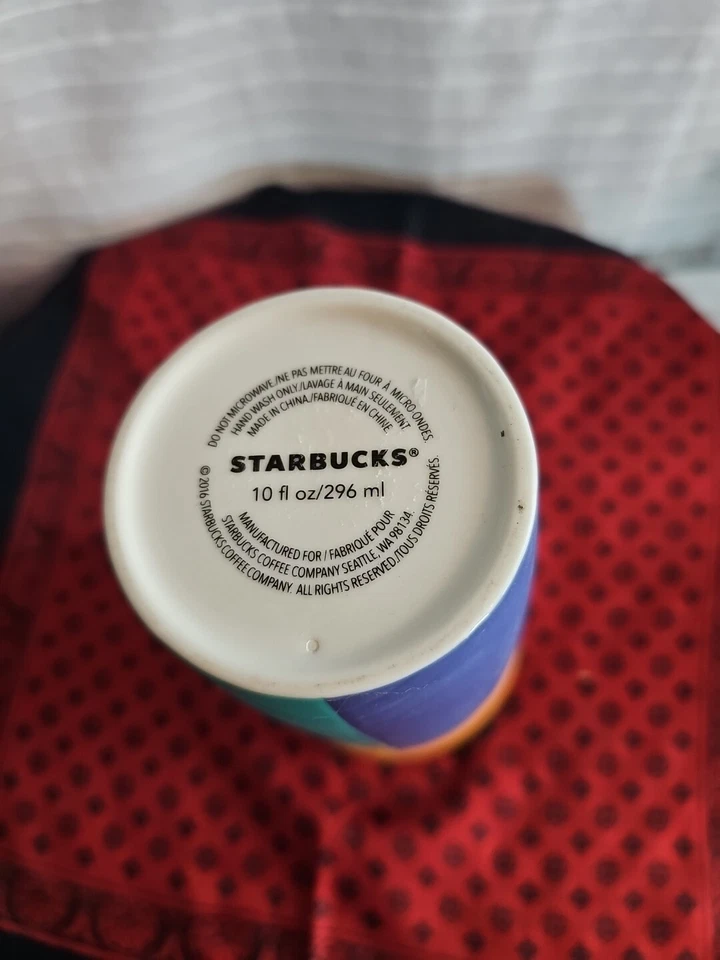 Starbucks PSL Bloque de Color Naranja Verde Azul Cerámica Vaso Viajero Taza 10oz Foto 2 de 4