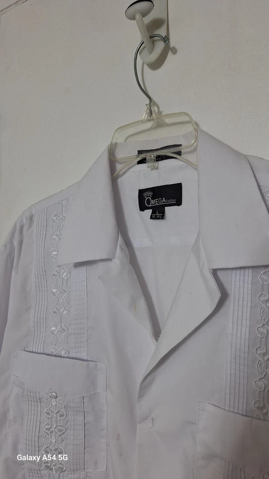 Omega Moda Para Hombre Grande Blanco Frontal Diseños L/S Abotonado - Nuevo sin Etiquetas Foto 3 de 4