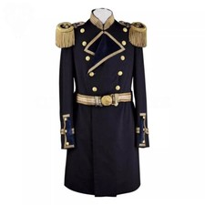 Cappotto uomo blu navy lana militare imperiale grande gala uniforme frock nuovo