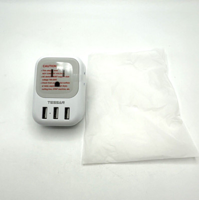 European Plug Adapter Travel Power Plug with 4 Outlets 3 USB Port NEW