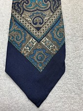 MAAS VINTAGE MENS TIE 1940'S - 1970'S FASHION FUN NAVY BLUE GRAY BROWN 3.25 X 59