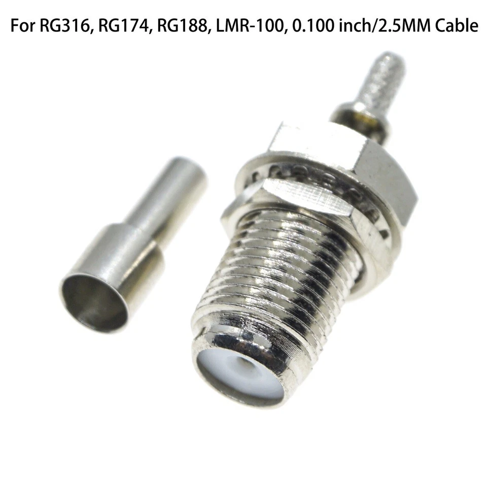 12X F female Crimp RF Connector For RG179 RG178 RG316 RG174 coaxial Cable 75ohm - Image 2 of 4