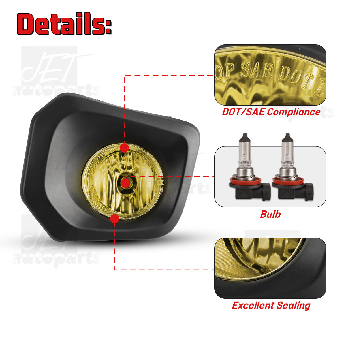 For 2016-2022 Toyota Tacoma SR SR5 Fog Lights Driving Yellow Lamps