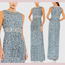 NWT Mac duggal [ 6 ] 10839 Sequined Sleeveless Embellished Neckline Gown J674