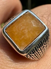 6ct Natural Yellow Sapphire Real Genuine Gem Stone Mens Solid 925 Silver Ring