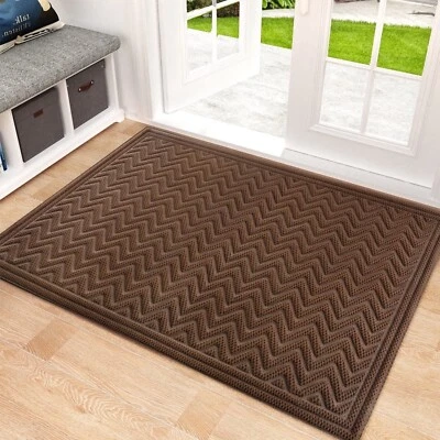 MIBAO Welcome Door Mat, Outdoor Indoor Non-Slip Doormat for Entryway, 24" x 36" Coffee