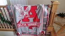 Alta Hawks High School Woven Tassle Spirit Throw Blanket Sandy Utah