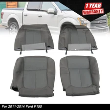 For Ford F150 11-14 Driver Passenger Bottom Top Cloth Seat Cover Steel Gray