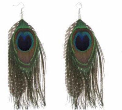 Peacock Feather Dangling Earrings 