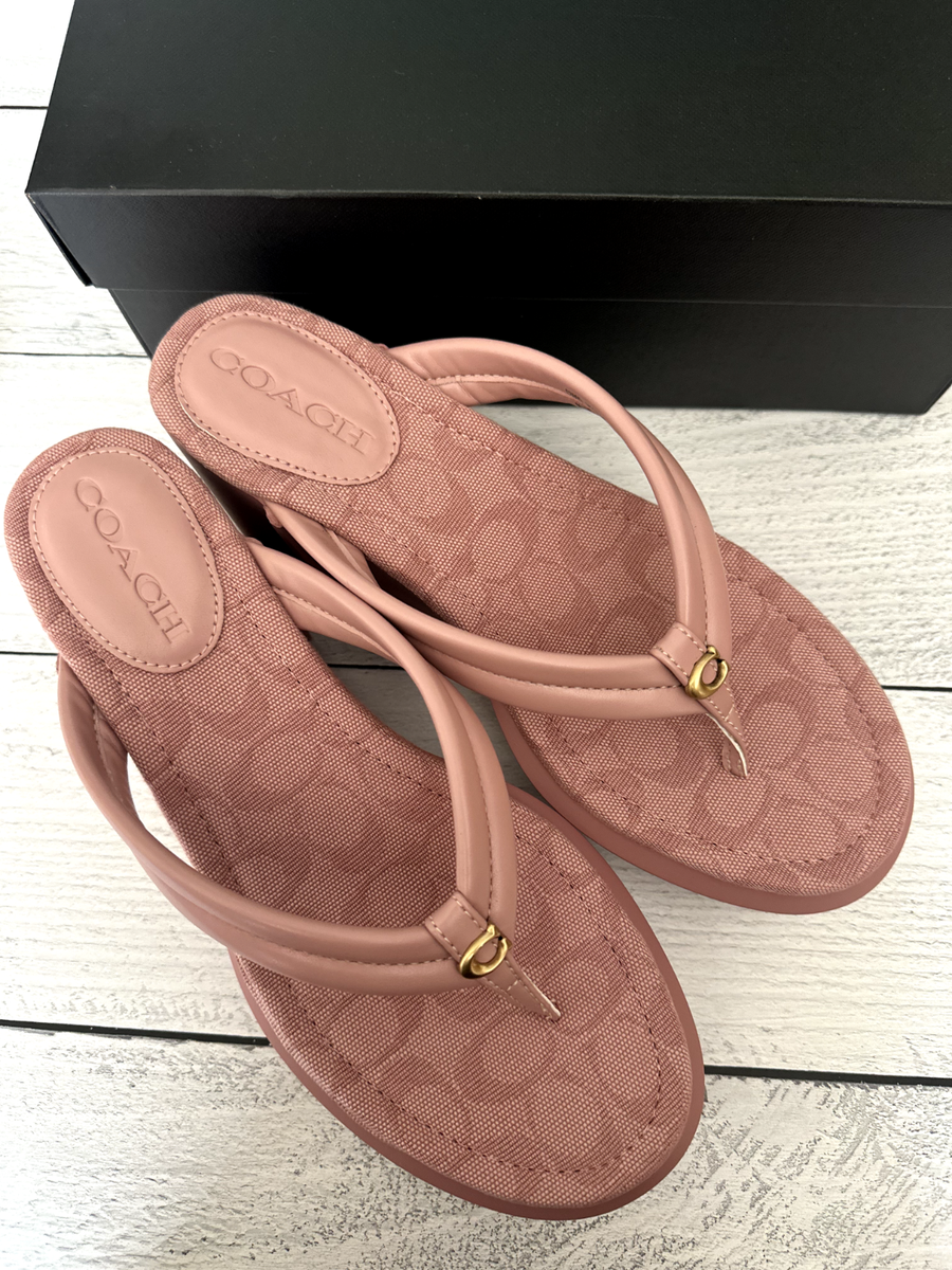 BN Coach Franki Flip Flop In Signature Jacquard Light Rose