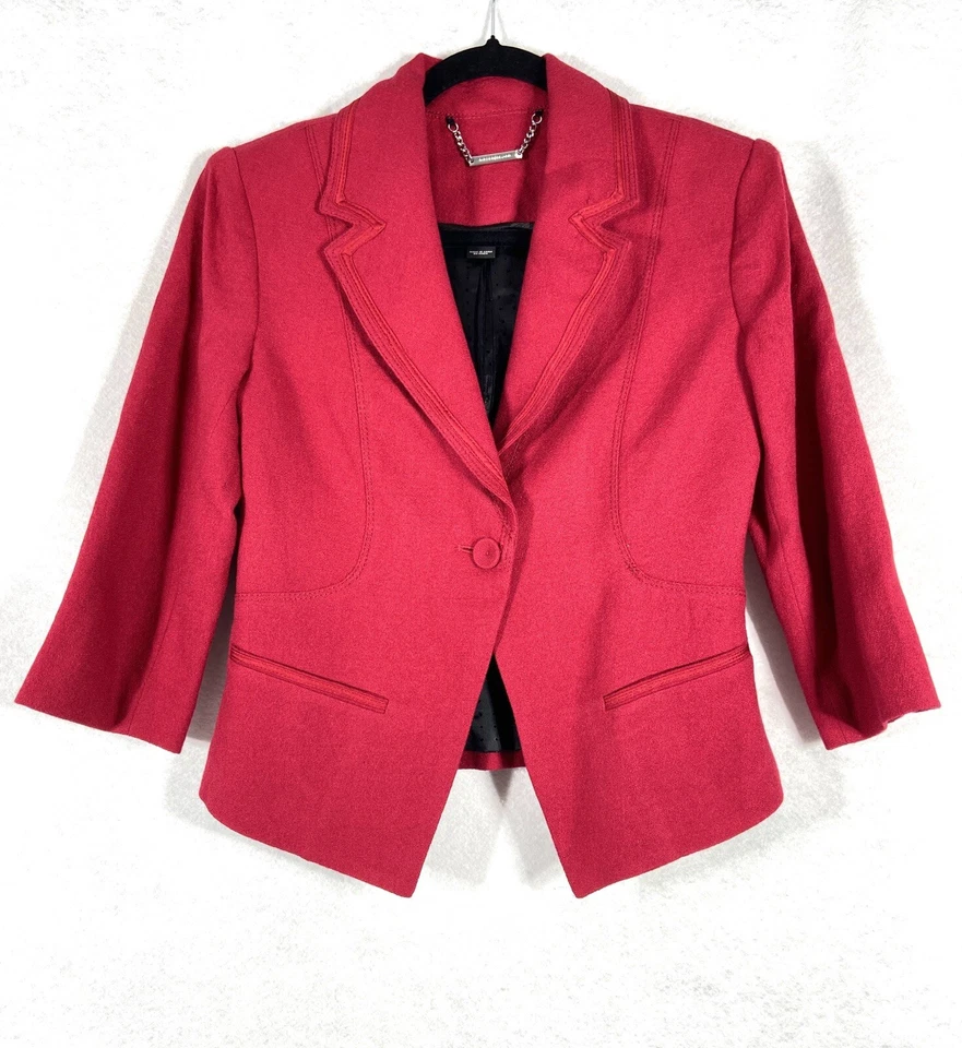 Traje Falda Mujer Casa Blanca Mercado Negro 2 Piezas 4 Rojo Blazer Botones Mezcla Lana Foto 3 de 4
