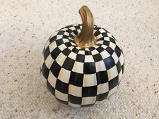 Mackenzie Childs Courtly Check Pumpkin Medium 11 inch Black White
