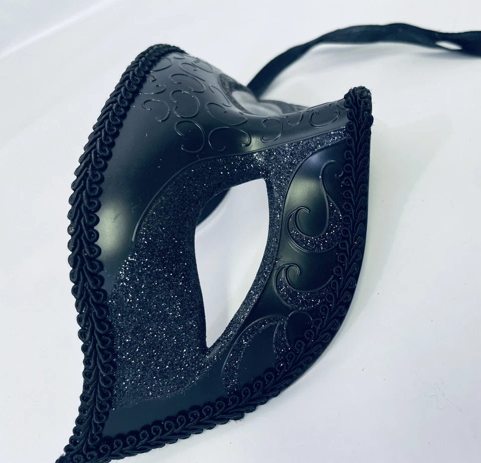 Black Luxury Half Face Venetian Mardi Gras Party Ball Masquerade Mask - Image 2 of 4