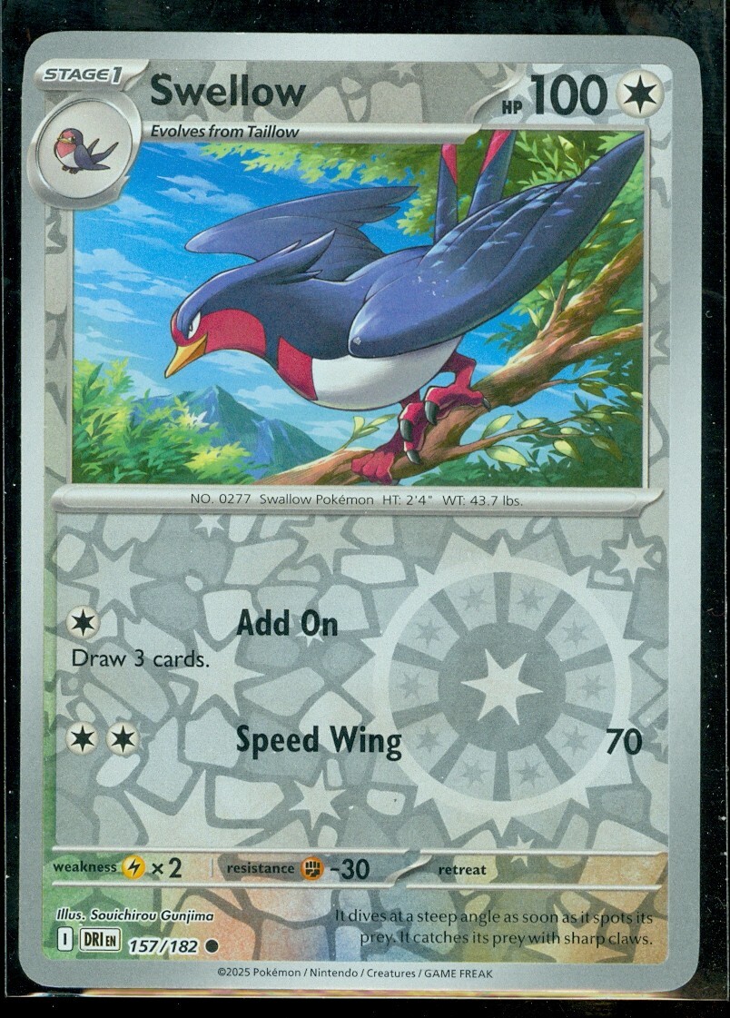 Pokemon SWELLOW 157/182 - Destined Rivals - Rev Holo - MINT