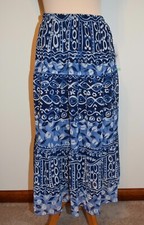 New Womens Alfred Dunner Sz 8 Skirt Blue Patterned Elastic Waist Lined Peasant