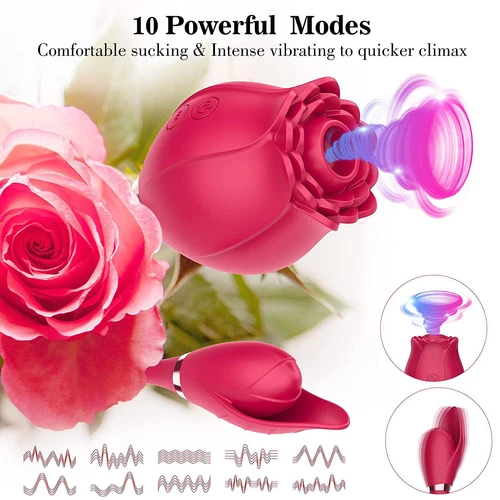 Rose Clit Sucking Vibrator G-spot Dildo Strong Sucker Sex Toys for Women Couple - Picture 8 of 13