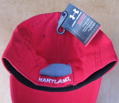NUOVO CAPPELLO BERRETTO ROSSO GIOVANI BAMBINI UNDER ARMOUR MARYLAND TERRAPINS LOGO OSFA RAGAZZI - Foto 5 di 5