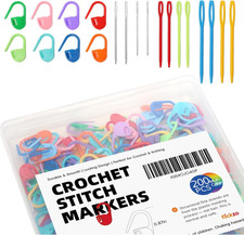 200PCS Crochet Stitch Markers with 12 Needles by   Locking Stitch Mark