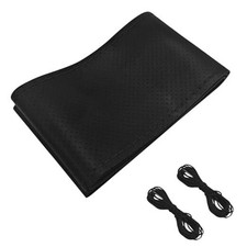 Leather Car Steering Wheel Cover Wrap Protector, DIY Stitch on Full Hole Black