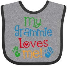 Inktastic My Grammie Loves Me Baby Bib Childs Grandchild Clothing Shower Infant