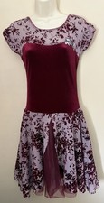 Revolution Dancewear Adult Small Ballet Lyrical Costume Bodysuit Velvet Burnout