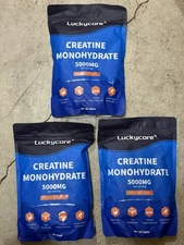 3x LuckyCare Pure Creatine Monohydrate Powder Micronized  3 Bags  500 Gram Each