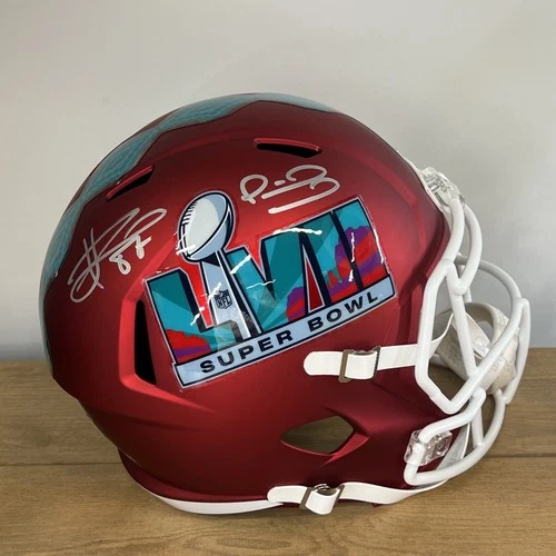 PATRICK MAHOMES TRAVIS KELCE SIGNED FS REPLICA (Super Bowl LVII) HELMET COA HOLO