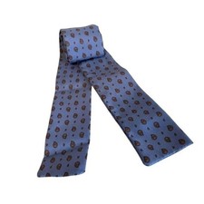 Vintage Groovy Mcm Patterned Tie Hair Neck Scarves 2x48 Blue Paisley 70s Chic