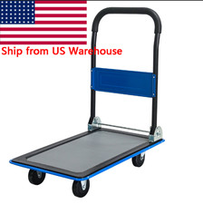 Foldable Transport Cart, 330lbs Load Capacity, 360  Swivel Wheels, Blue