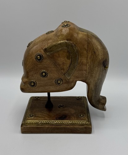 2 figure testa di elefante legno e metallo pesante decorazione casa mensola tavolo molo 1 importazioni - Foto 2 di 17