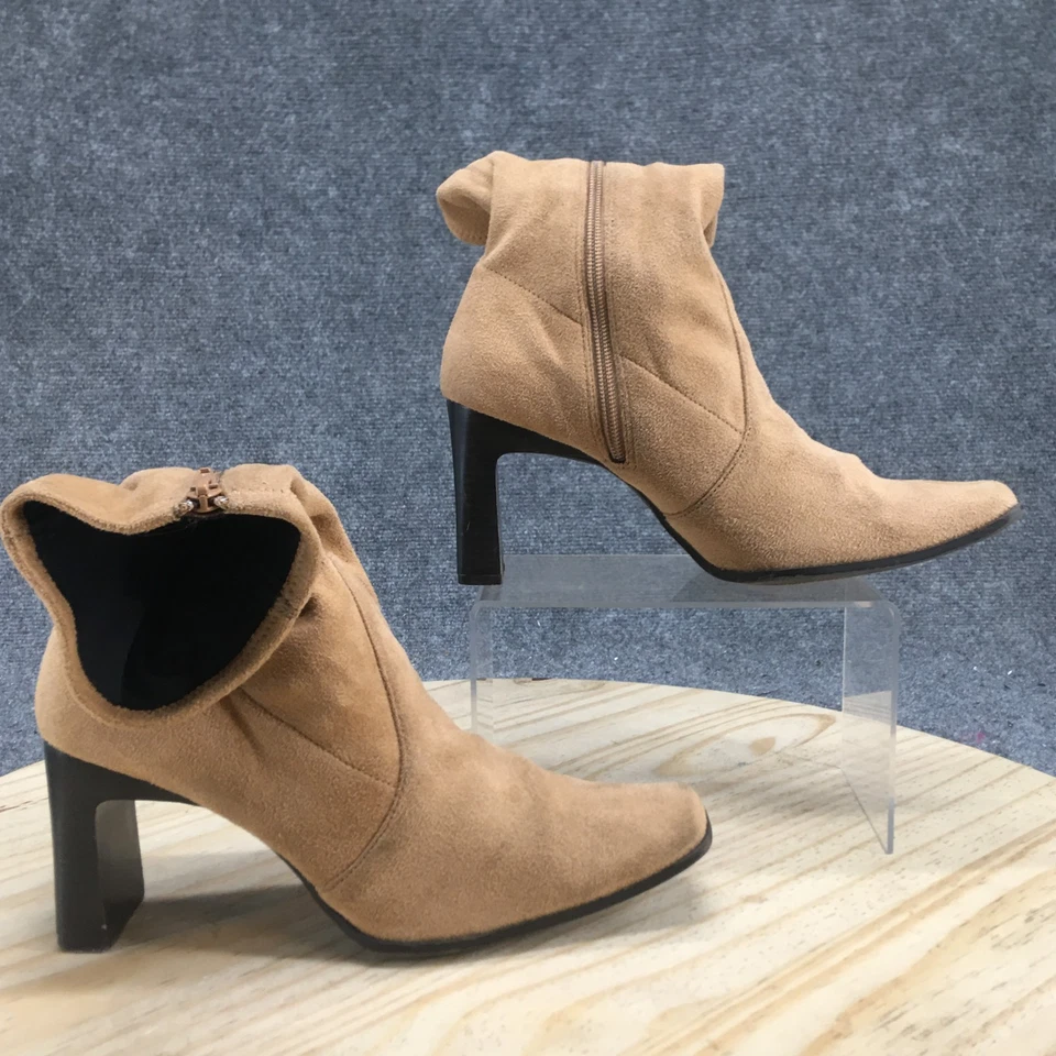 Predictions Botas Mujer 8.5 Botín Marrón Cremallera Lateral Puntera Cuadrada Tacones Bloque Foto 2 de 4