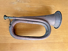 Vintage Brass Bugle Horn Military Style Copper Patina Decorative Instrument