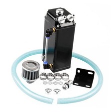Oil Catch Can Square Shape Aluminum Reservoir with Breather Filter 500ML Black
