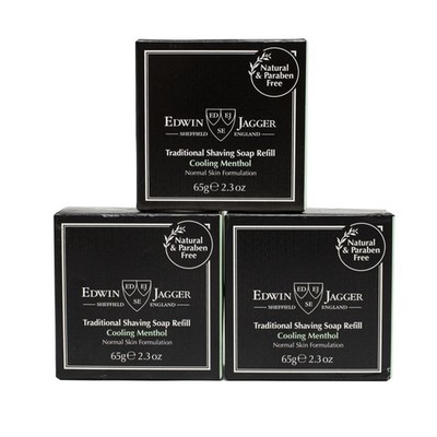 Pack of 3 Edwin Jagger Cooling Menthol Shaving Soap Refill 2.3 oz. each