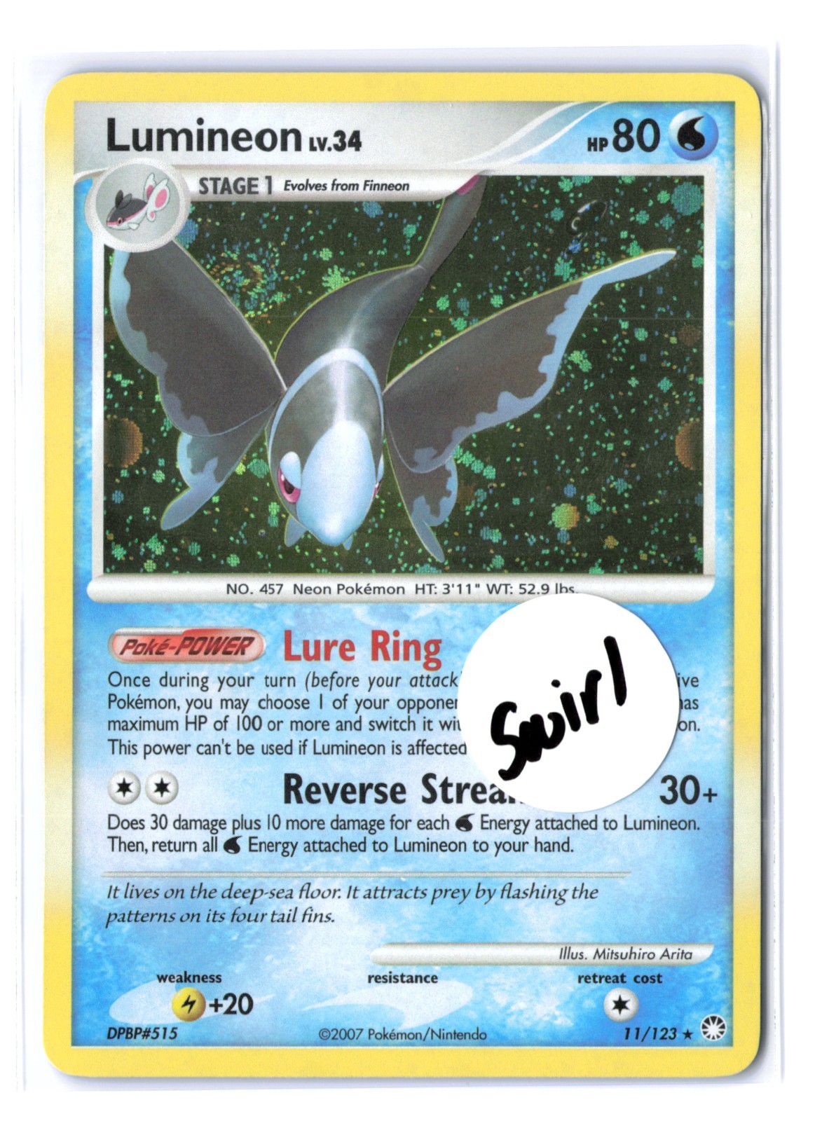 Lumineon WITH SWIRL 11/123 Mysterious Treasures Rare Holo Pokémon TCG Vintage NM